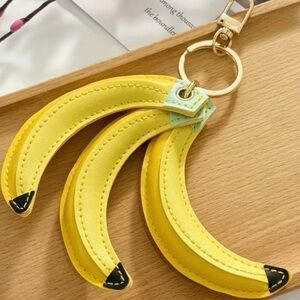 NEW Banana Trio Keychain Charm - Yellow